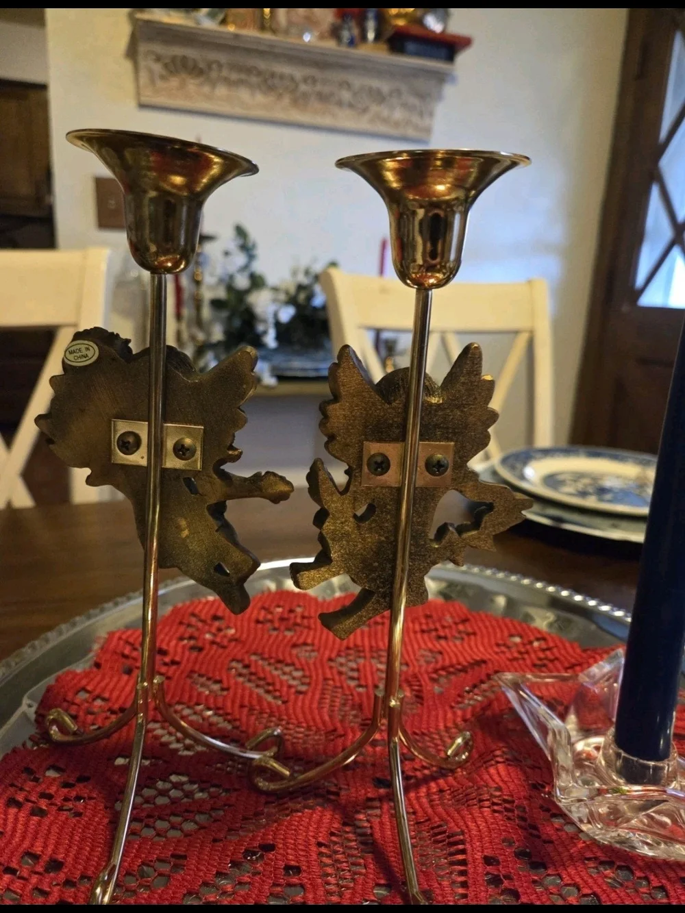 (2) Home Interiors Cherub Angel Handle Holders Christmas Decor, Victorian